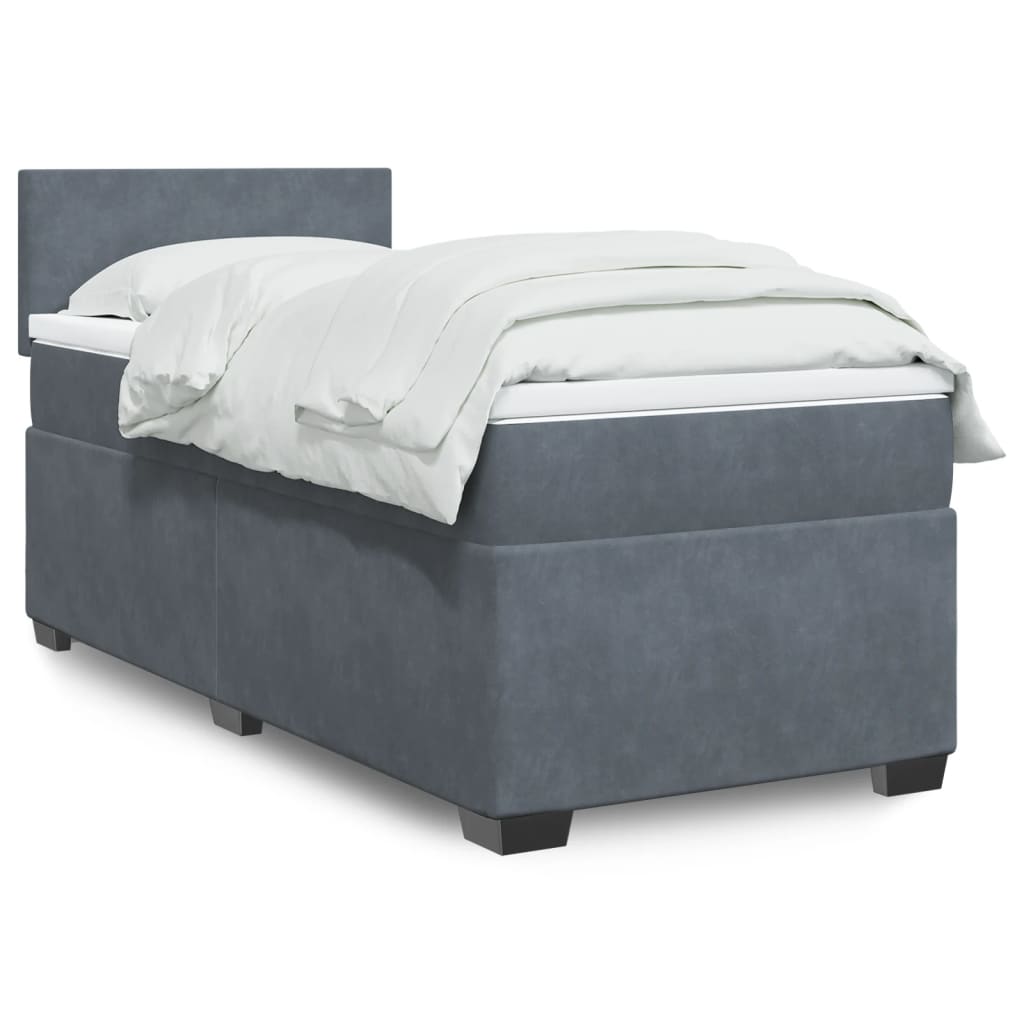 Sommier à lattes de lit et matelas Gris foncé 90x190 cm Velours - XIOS
