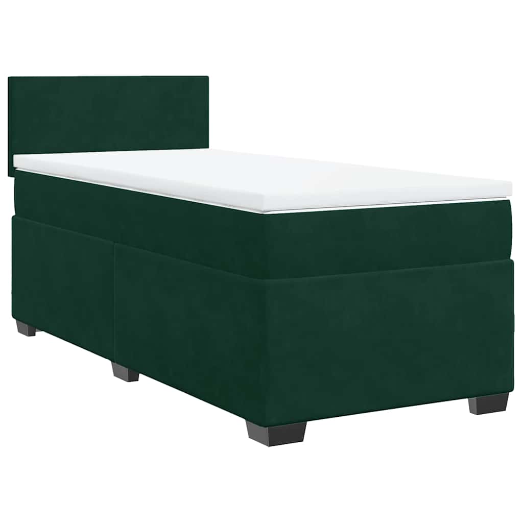 Sommier à lattes de lit avec matelas Vert foncé 90x190 cm