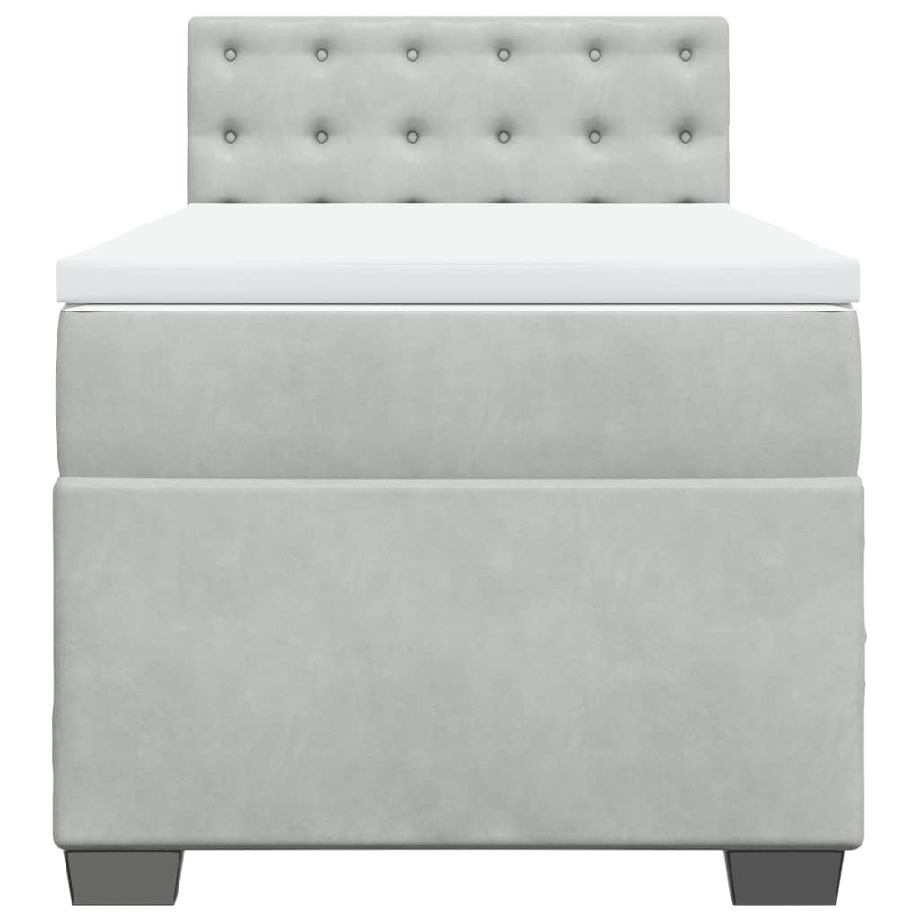Sommier à lattes de lit et matelas Gris clair 90x190 cm Velours - XIOS
