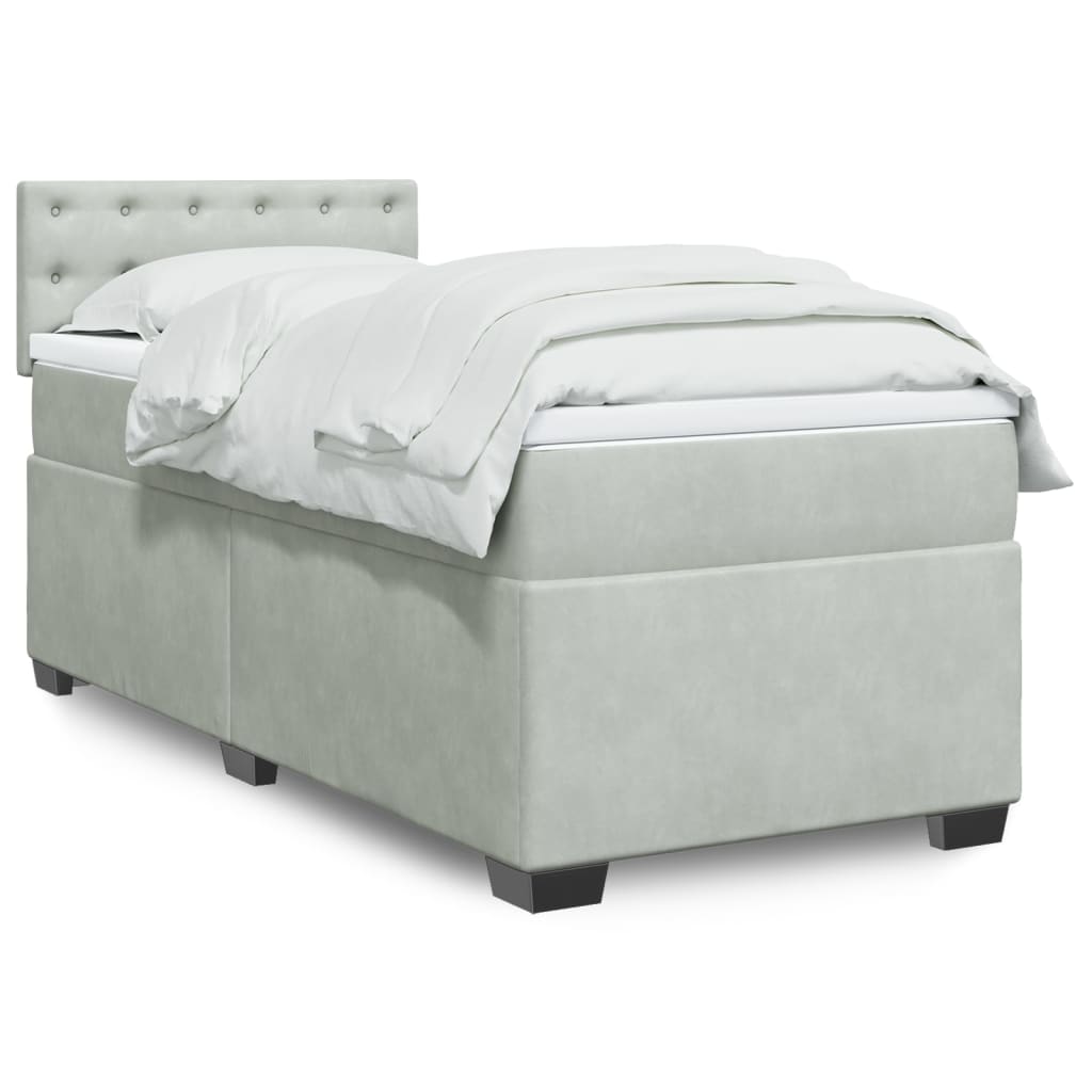 Sommier à lattes de lit et matelas Gris clair 90x190 cm Velours - XIOS