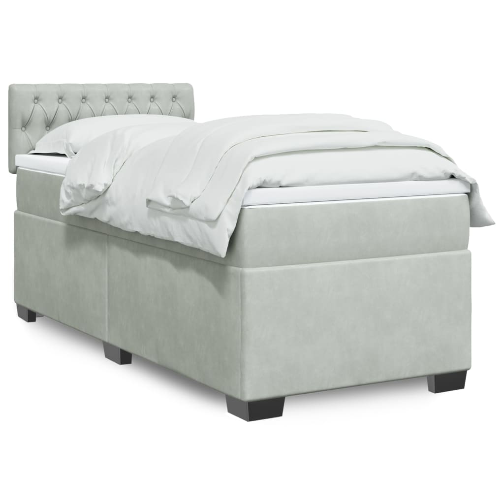 Sommier à lattes de lit et matelas Gris clair 90x190 cm Velours - XIOS