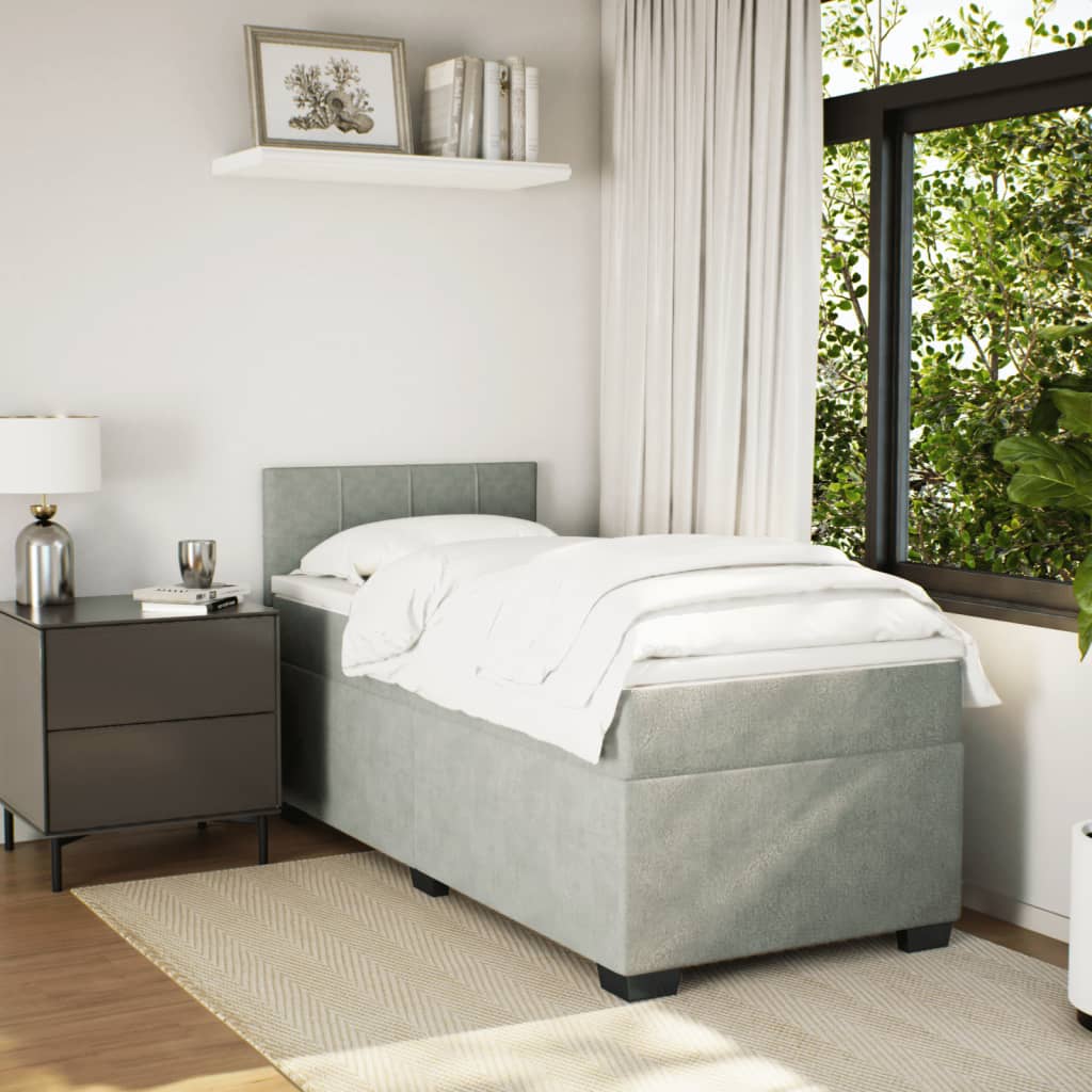 Sommier à lattes de lit et matelas Gris clair 90x190 cm Velours - XIOS