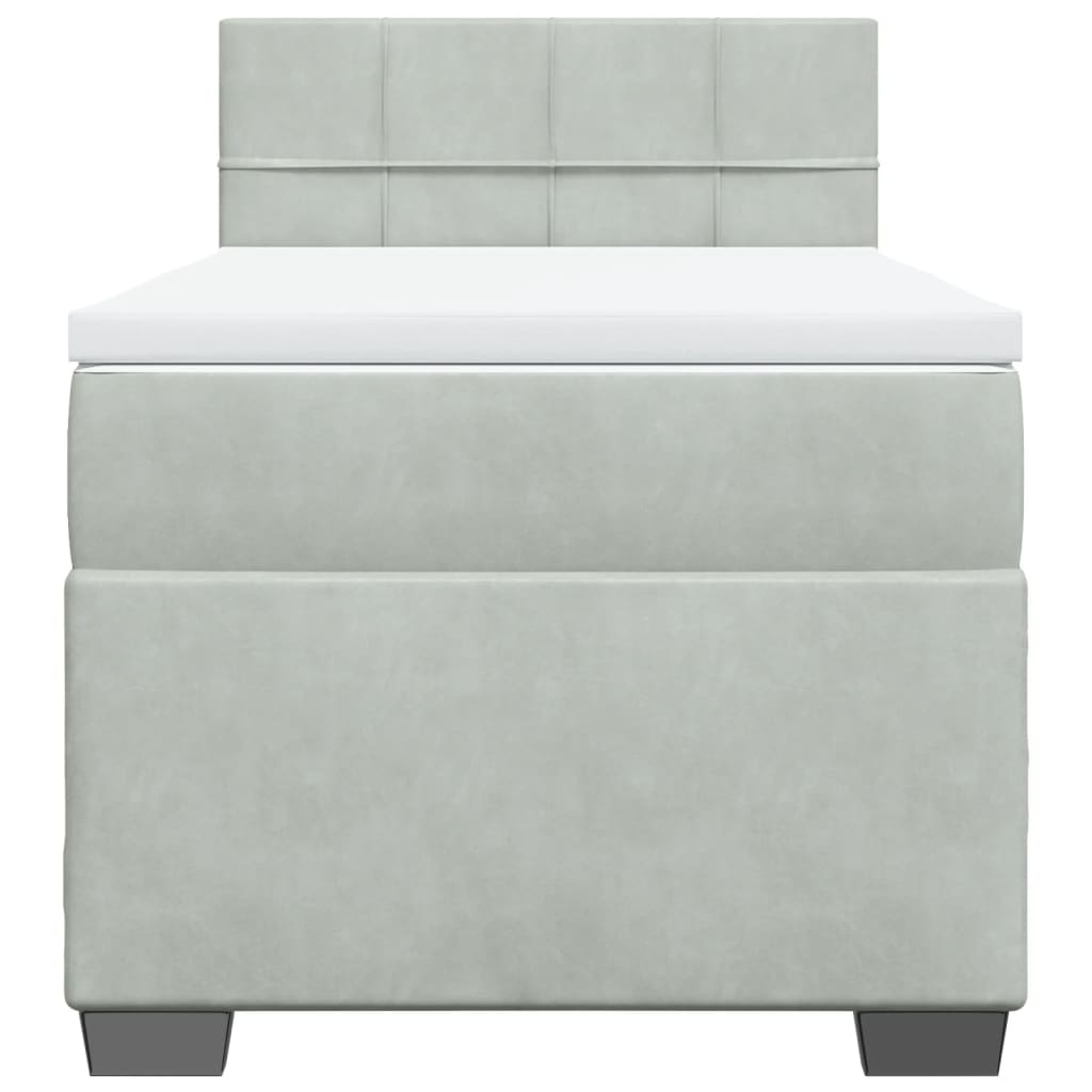 Sommier à lattes de lit et matelas Gris clair 90x190 cm Velours - XIOS