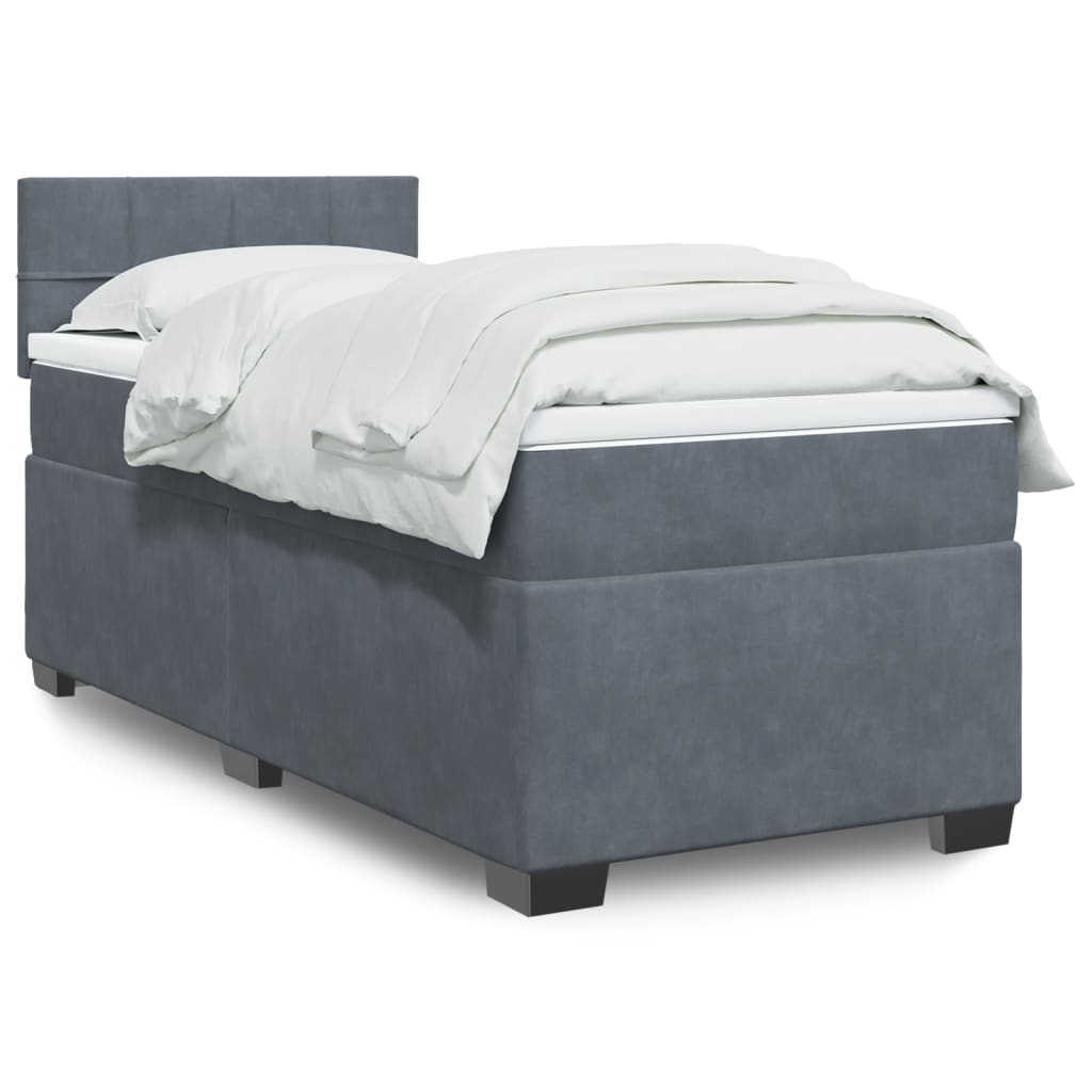 Sommier à lattes de lit et matelas Gris foncé 90x190 cm Velours - XIOS