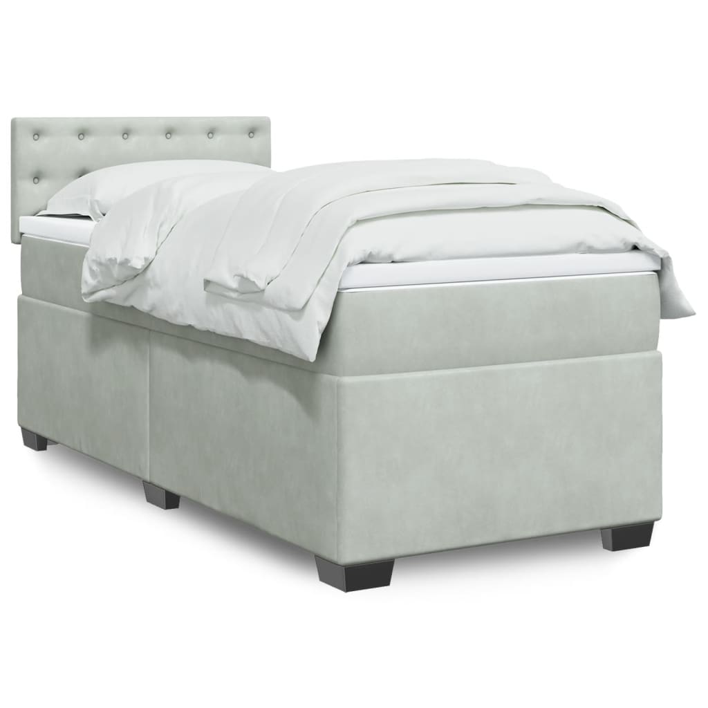 Sommier à lattes de lit et matelas Gris clair 90x200 cm Velours - XIOS