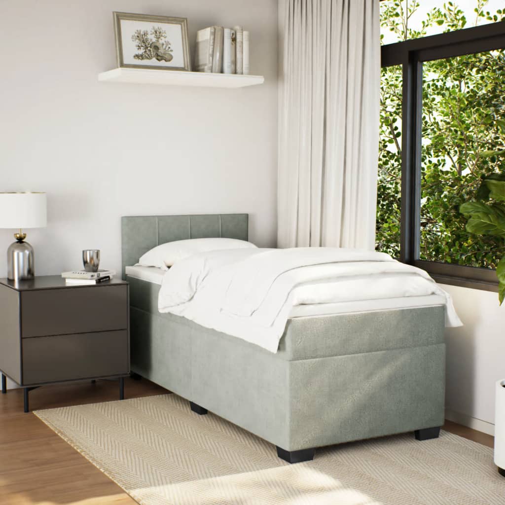 Sommier à lattes de lit et matelas Gris clair 90x200 cm Velours - XIOS