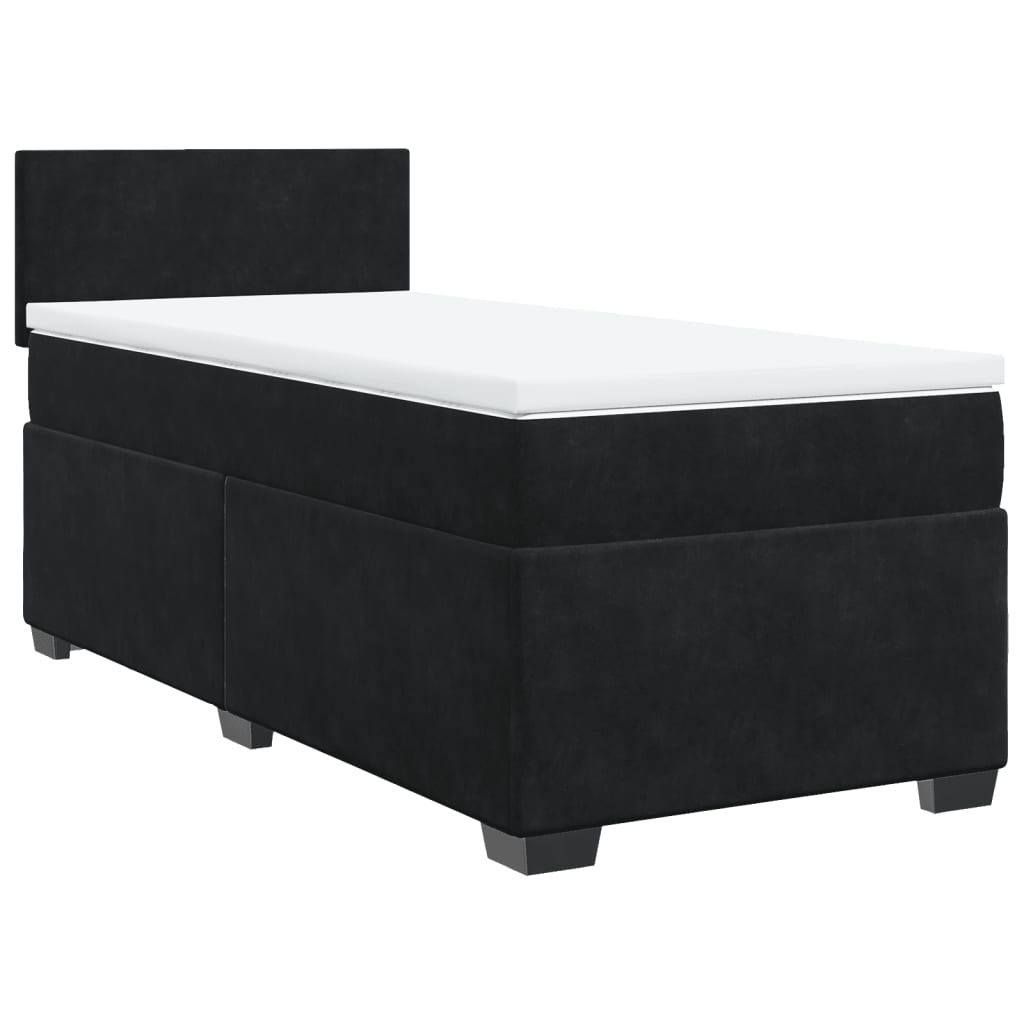 Sommier à lattes de lit avec matelas Noir 100x200 cm Velours - XIOS