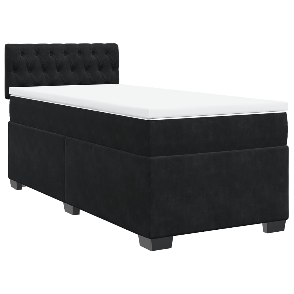 Sommier à lattes de lit avec matelas Noir 100x200 cm Velours - XIOS