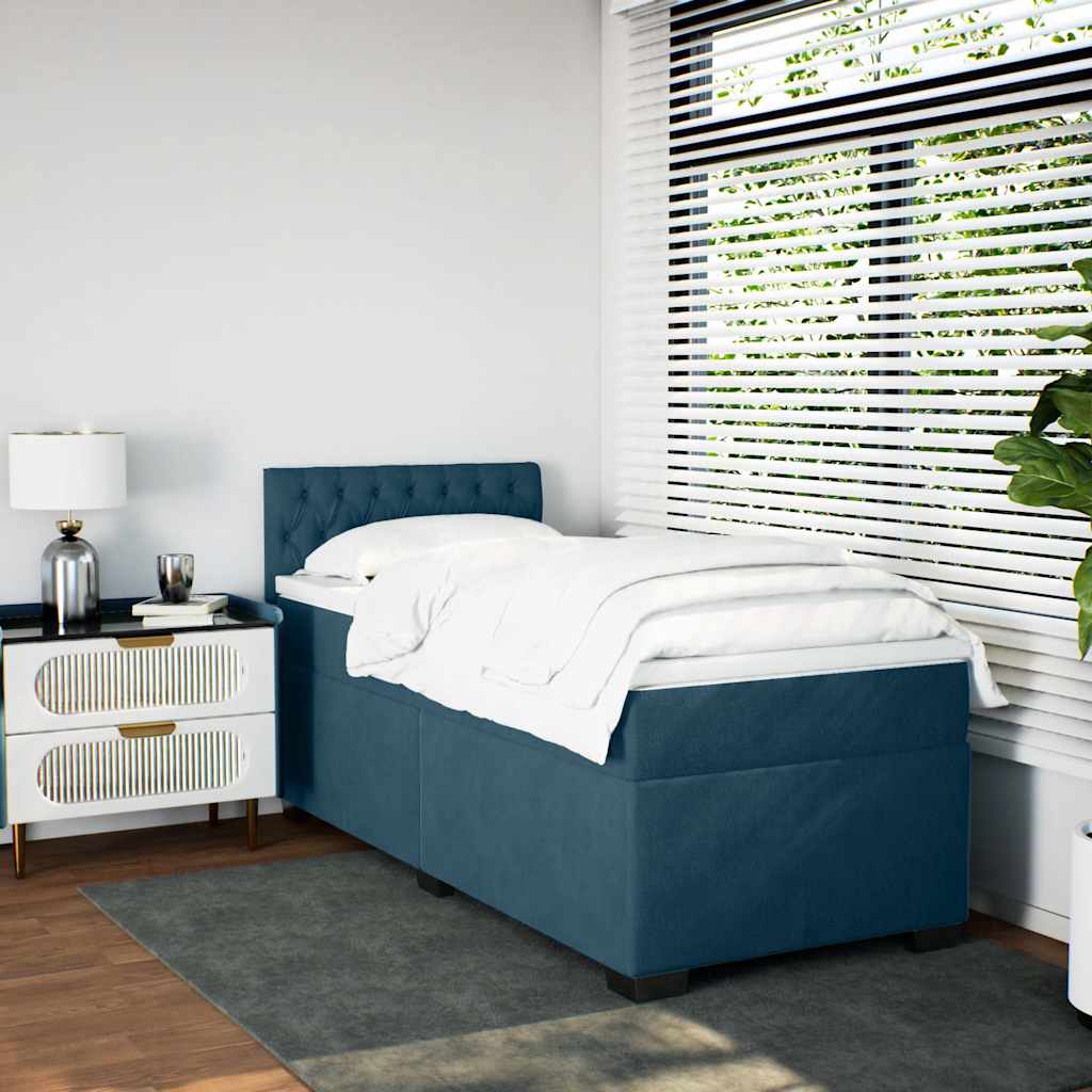 Sommier à lattes de lit avec matelas Bleu foncé 100x200 cm - XIOS