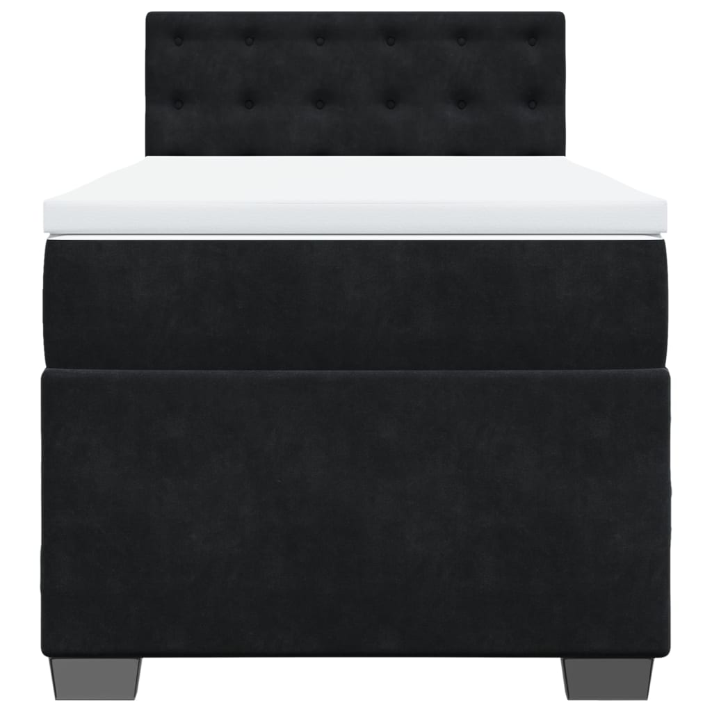 Sommier à lattes de lit avec matelas Noir 100x200 cm Velours - XIOS