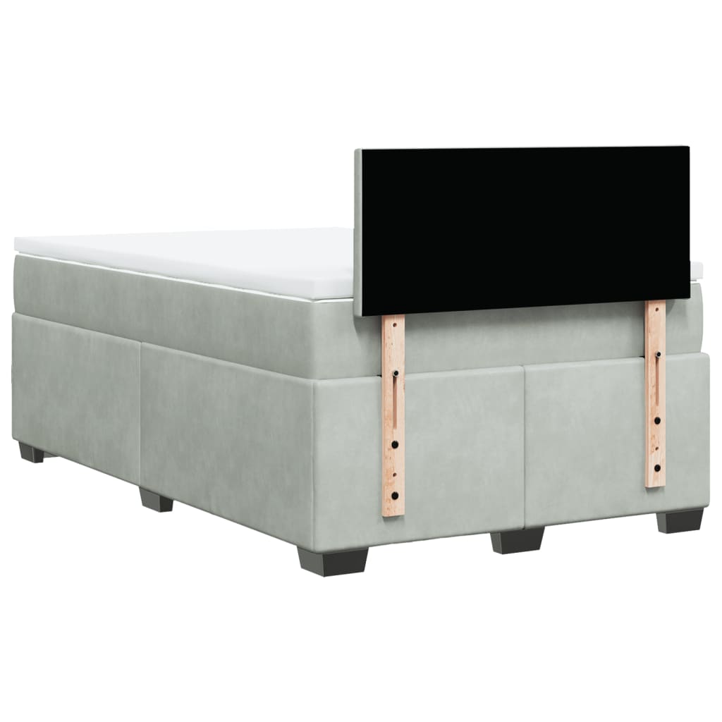 Sommier à lattes de lit et matelas gris clair 120x190cm velours - XIOS