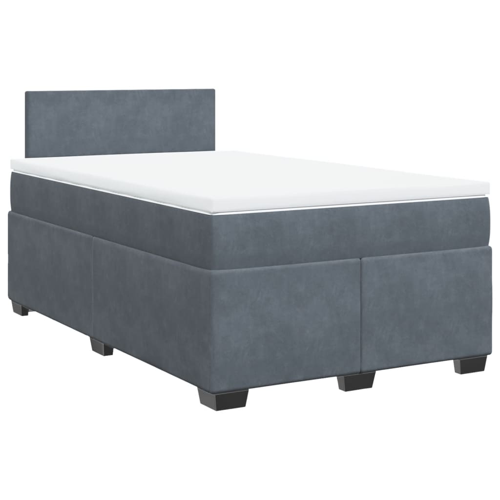 Sommier à lattes de lit et matelas gris foncé 120x190cm velours - XIOS