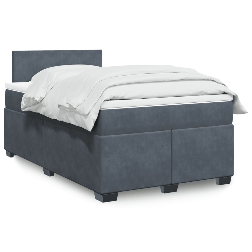 Sommier à lattes de lit et matelas gris foncé 120x190cm velours - XIOS