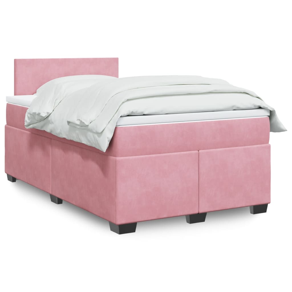 Sommier à lattes de lit avec matelas rose 120x190 cm velours - XIOS