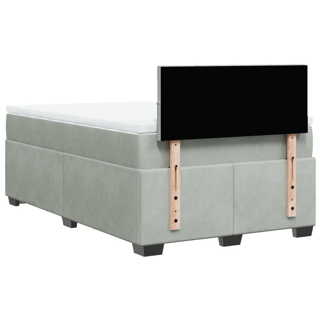 Sommier à lattes de lit et matelas gris clair 120x190cm velours - XIOS