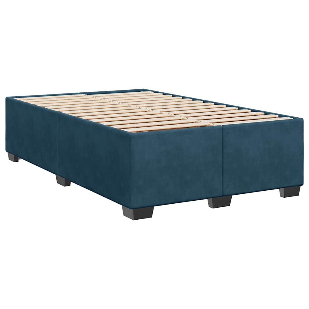 Sommier à lattes de lit et matelas bleu foncé 120x190cm velours - XIOS