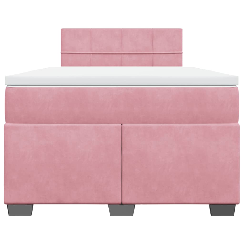 Sommier à lattes de lit avec matelas rose 120x190 cm velours - XIOS