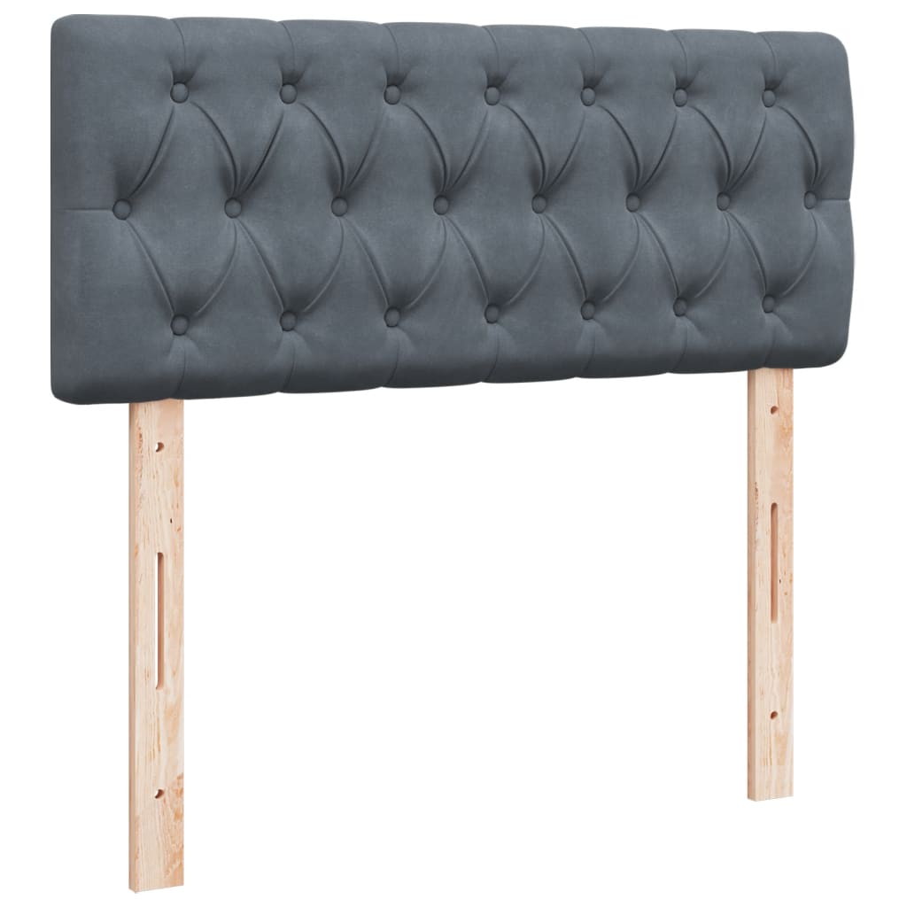 Sommier à lattes de lit et matelas gris foncé 120x190cm velours - XIOS