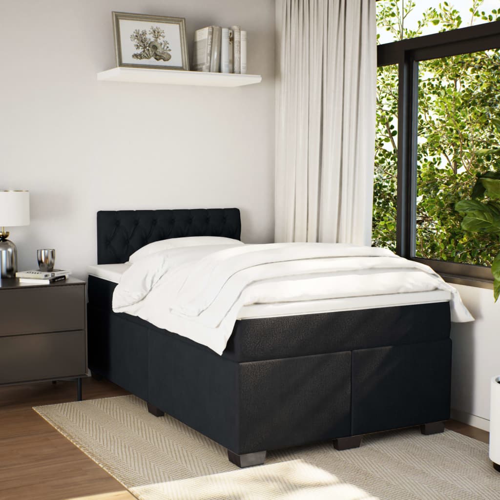 Sommier à lattes de lit avec matelas noir 120x190 cm velours - XIOS