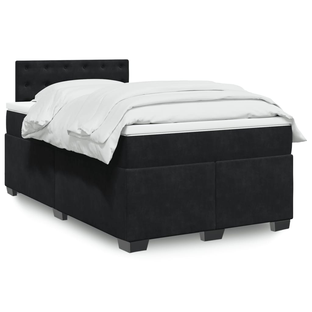 Sommier à lattes de lit avec matelas noir 120x190 cm velours - XIOS