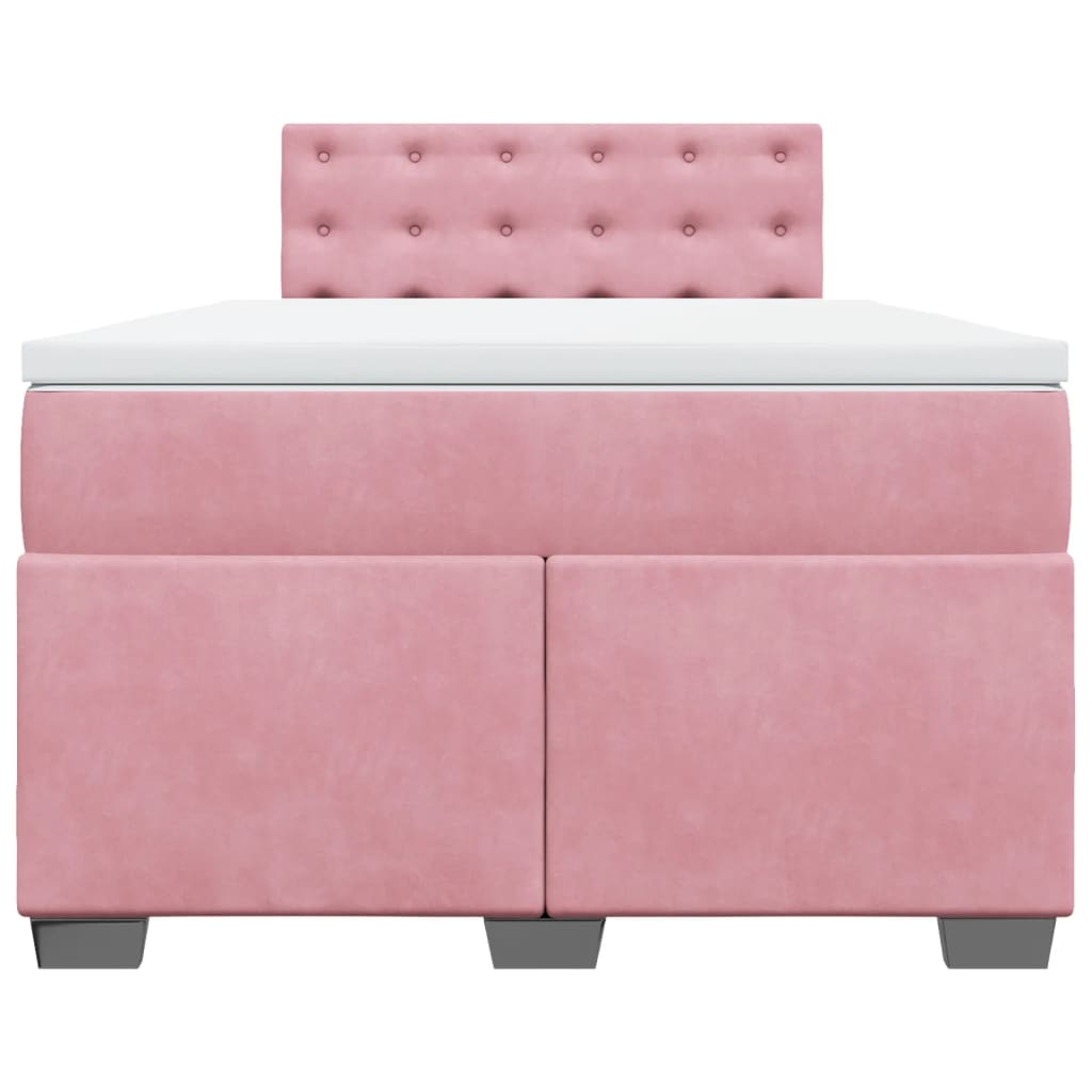 Sommier à lattes de lit avec matelas rose 120x190 cm velours
