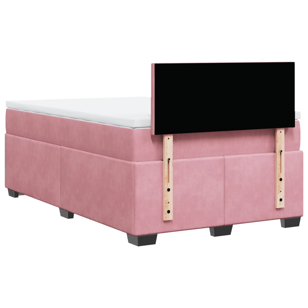 Sommier à lattes de lit avec matelas rose 120x190 cm velours - XIOS