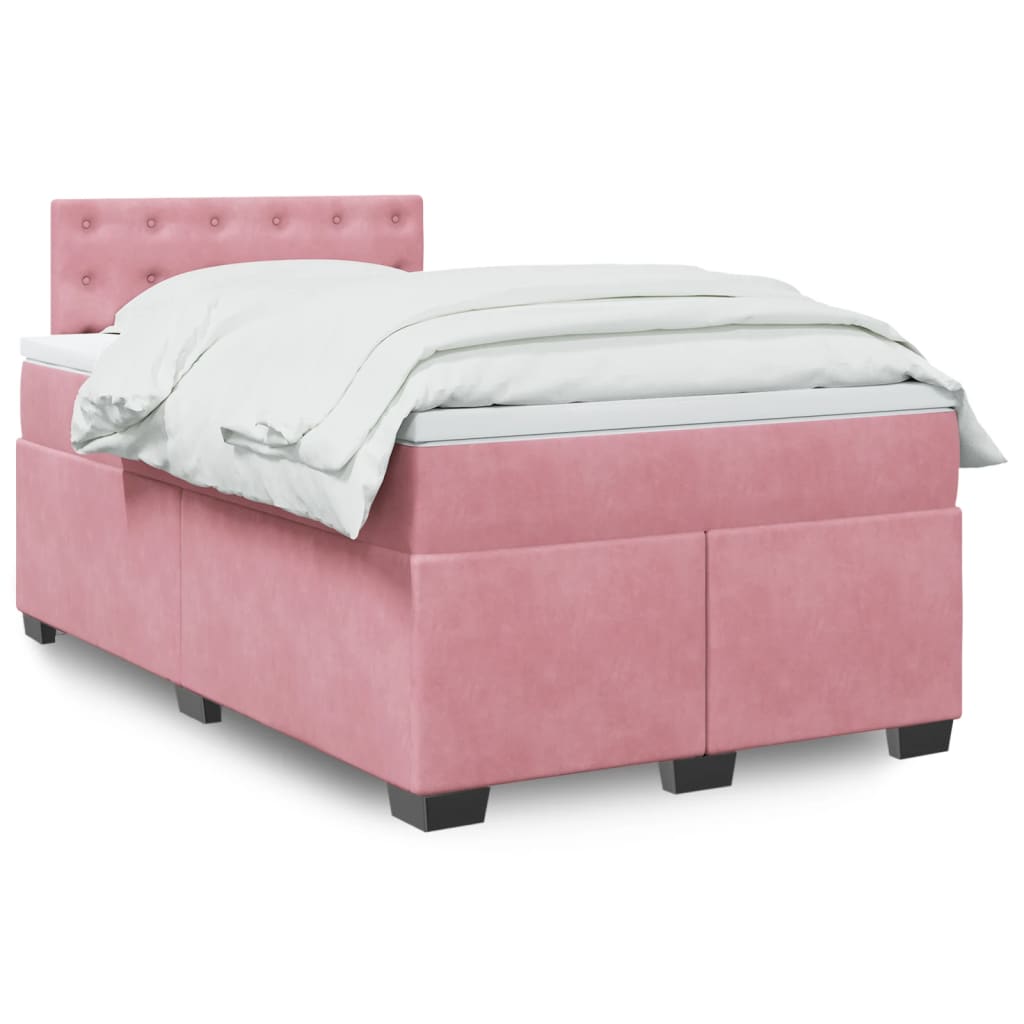 Sommier à lattes de lit avec matelas rose 120x190 cm velours - XIOS