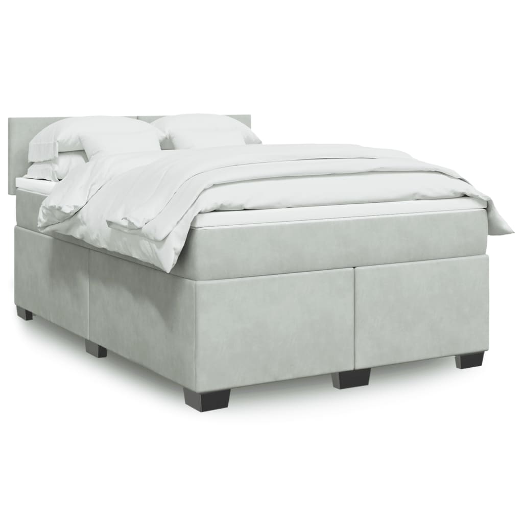 Sommier à lattes de lit et matelas Gris clair 140x190cm Velours - XIOS