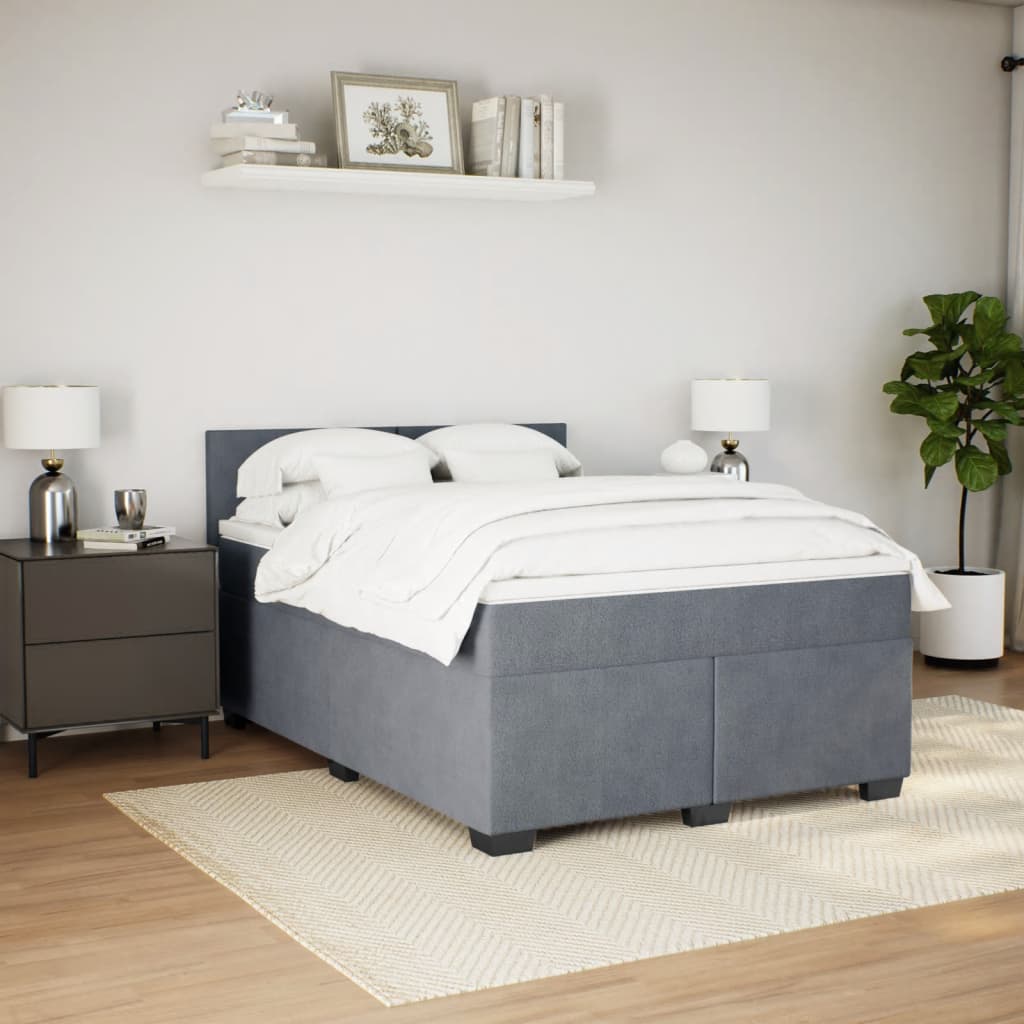 Sommier à lattes de lit et matelas Gris foncé 140x190cm Velours - XIOS