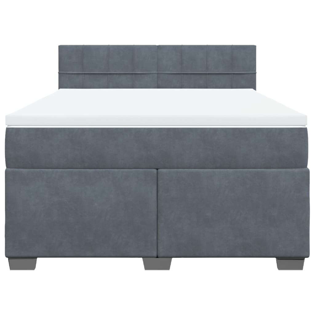 Sommier à lattes de lit et matelas Gris foncé 140x190cm Velours - XIOS