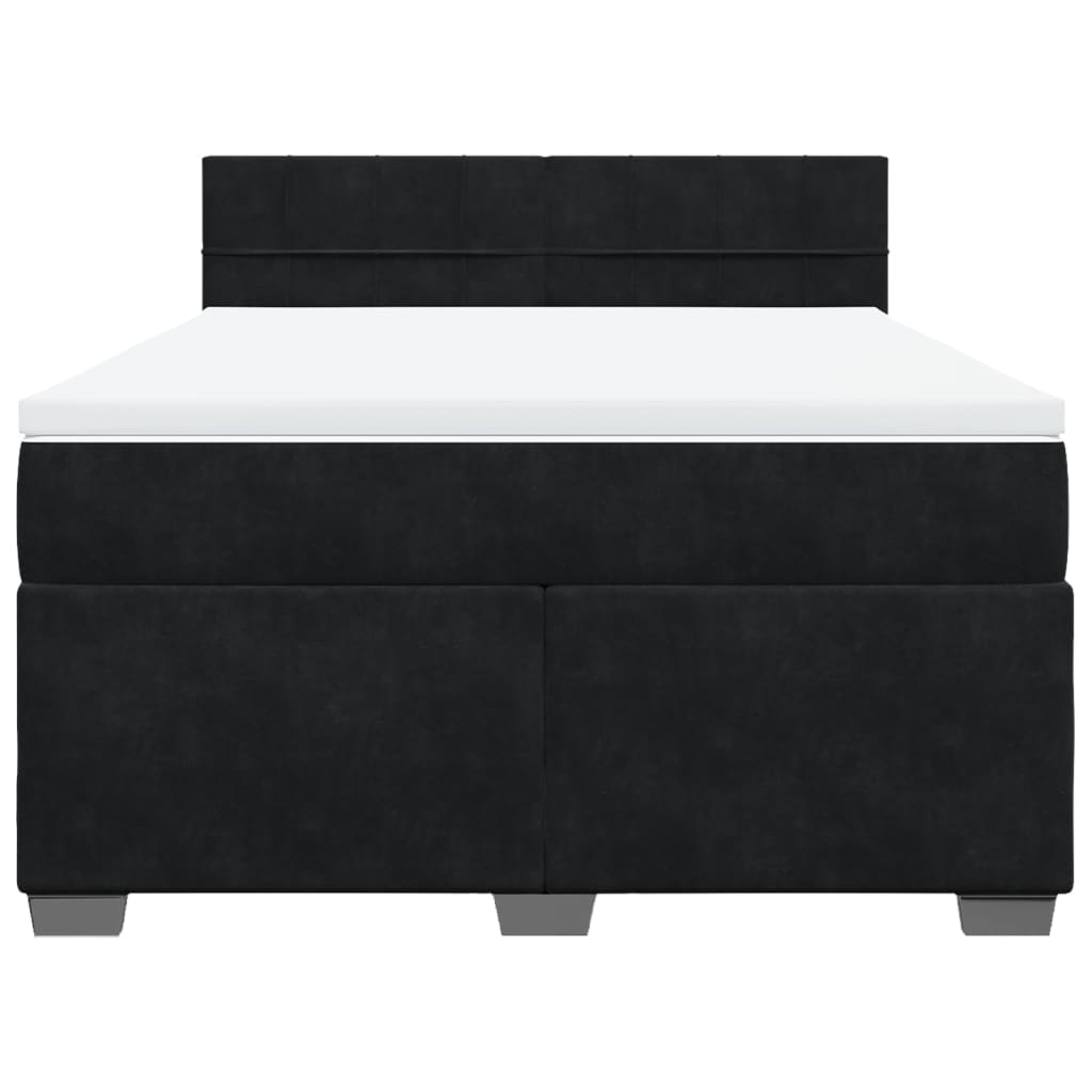 Sommier à lattes de lit avec matelas Noir 140x190 cm Velours - XIOS