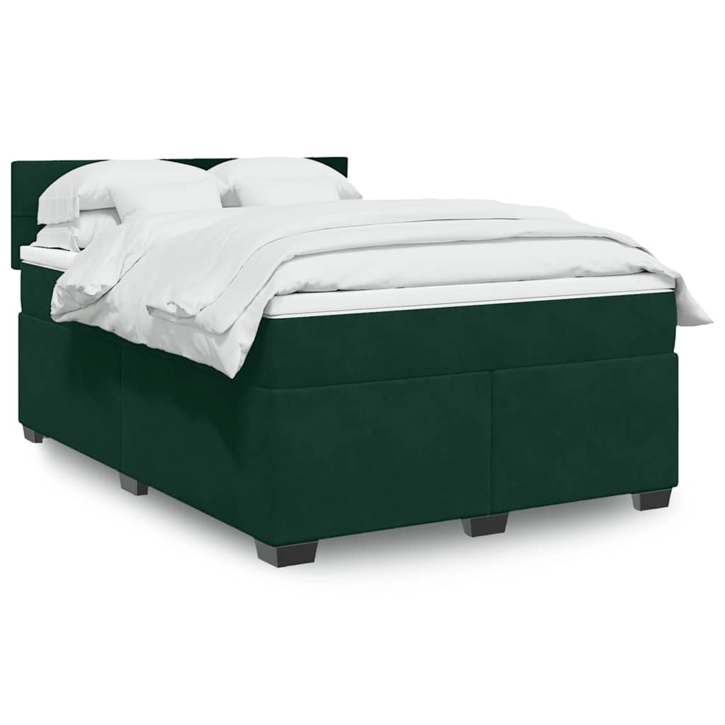 Sommier à lattes de lit et matelas Vert foncé 140x190cm Velours - XIOS