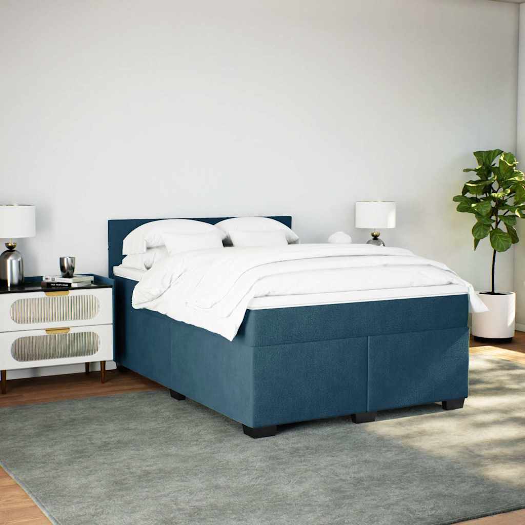 Sommier à lattes de lit et matelas Bleu foncé 140x190cm Velours - XIOS