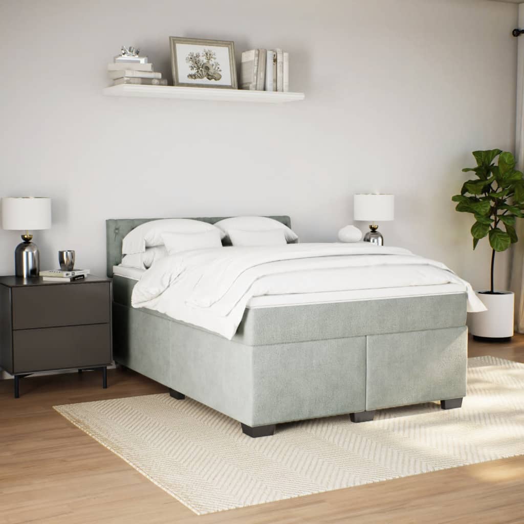 Sommier à lattes de lit et matelas Gris clair 140x190cm Velours - XIOS