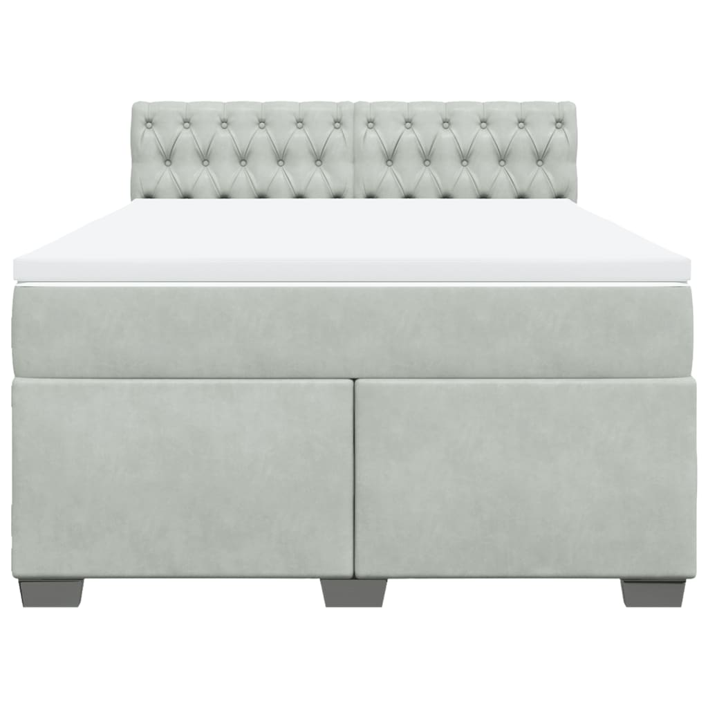 Sommier à lattes de lit et matelas Gris clair 140x190cm Velours - XIOS