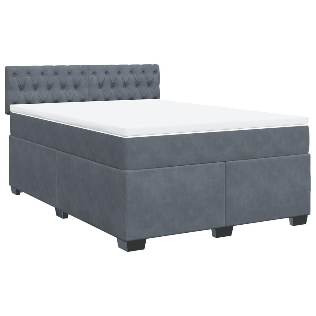 Sommier à lattes de lit et matelas Gris foncé 140x190cm Velours - XIOS