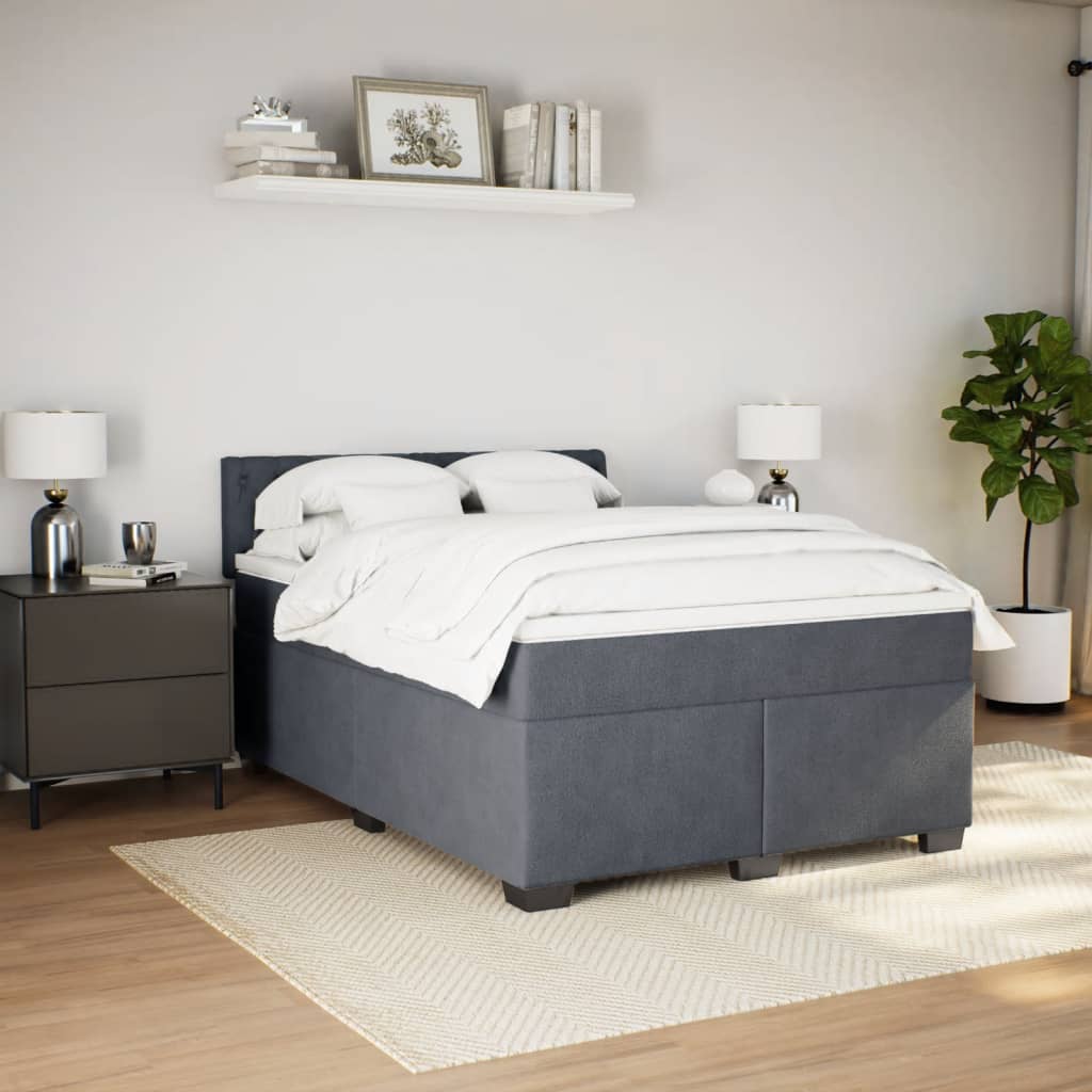 Sommier à lattes de lit et matelas Gris foncé 140x190cm Velours - XIOS