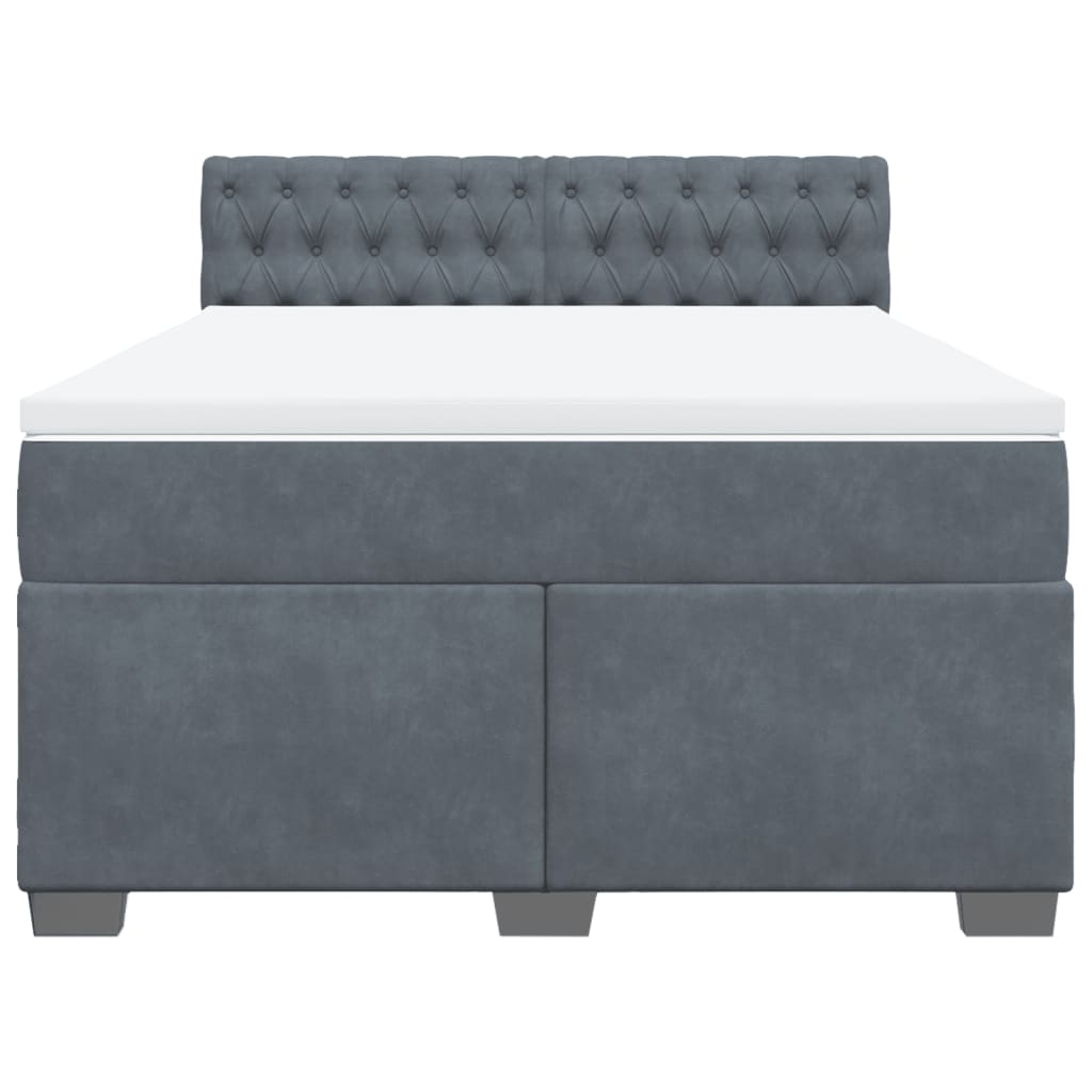 Sommier à lattes de lit et matelas Gris foncé 140x190cm Velours - XIOS