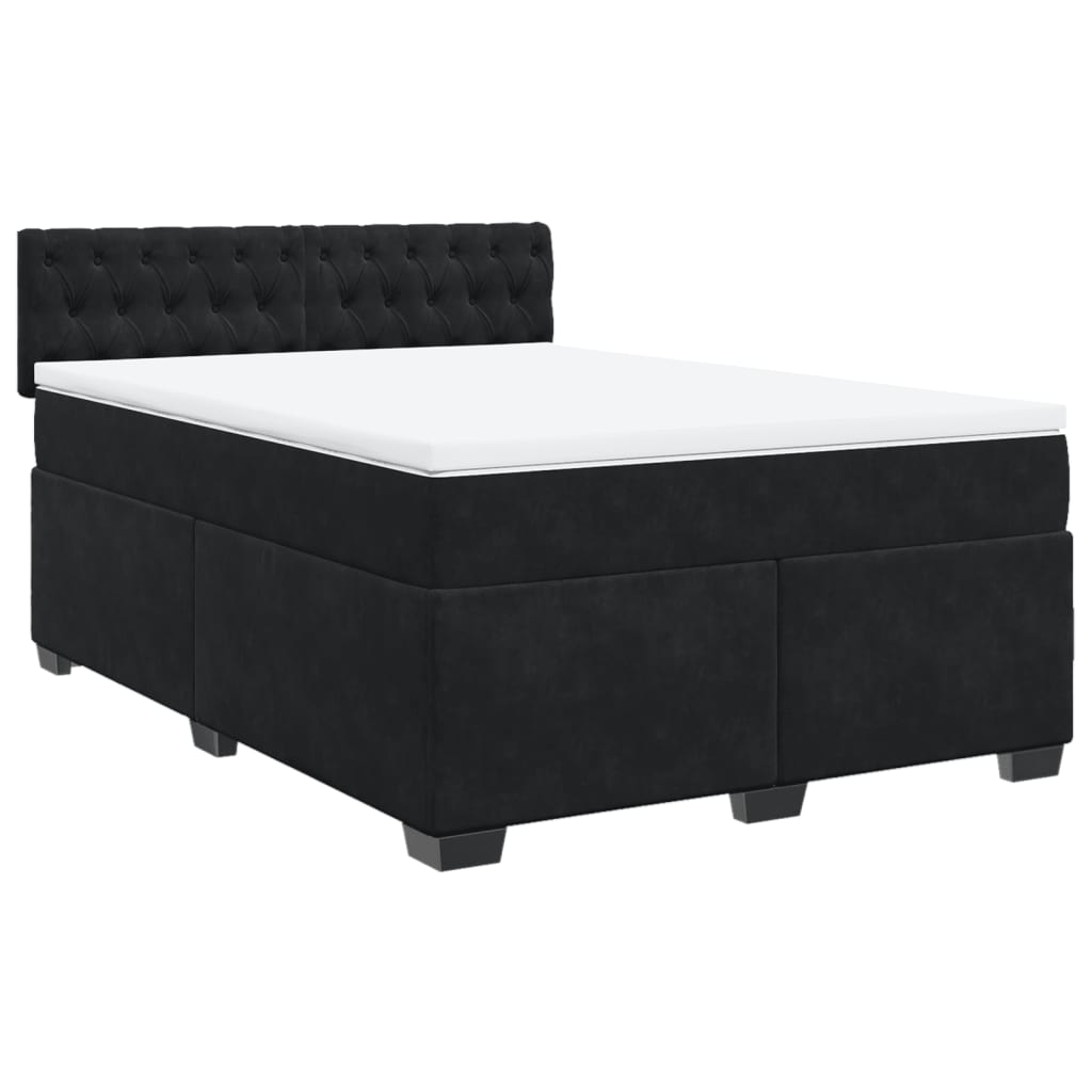 Sommier à lattes de lit avec matelas Noir 140x190 cm Velours - XIOS