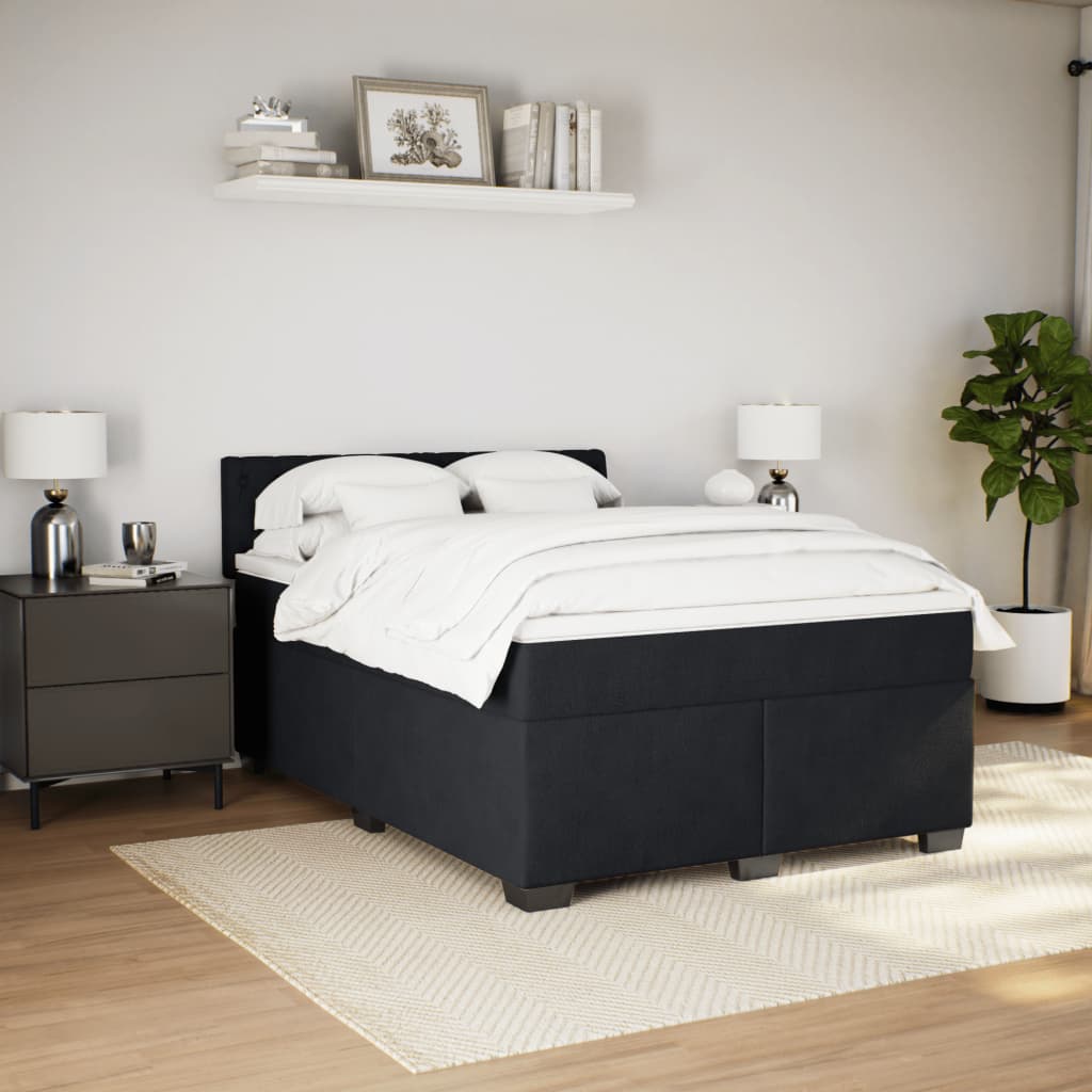 Sommier à lattes de lit avec matelas Noir 140x190 cm Velours - XIOS
