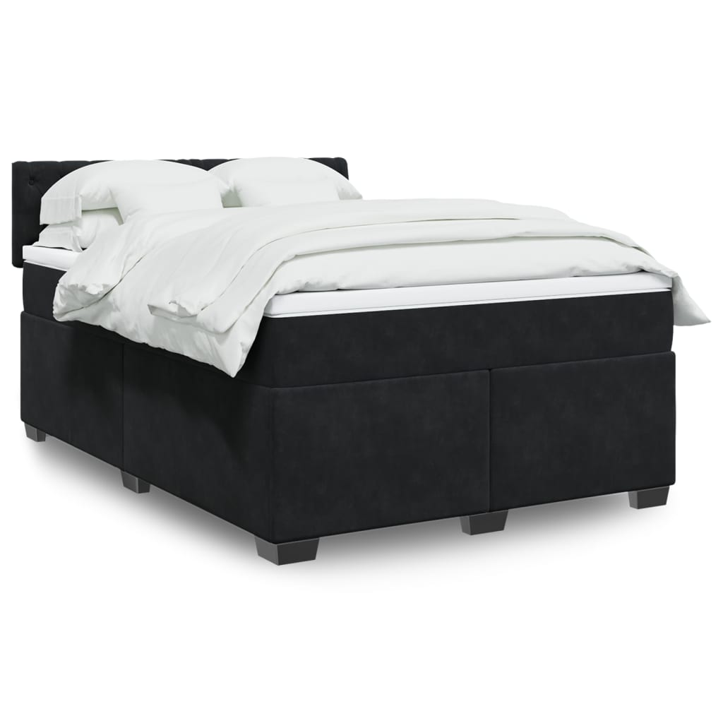 Sommier à lattes de lit avec matelas Noir 140x190 cm Velours - XIOS