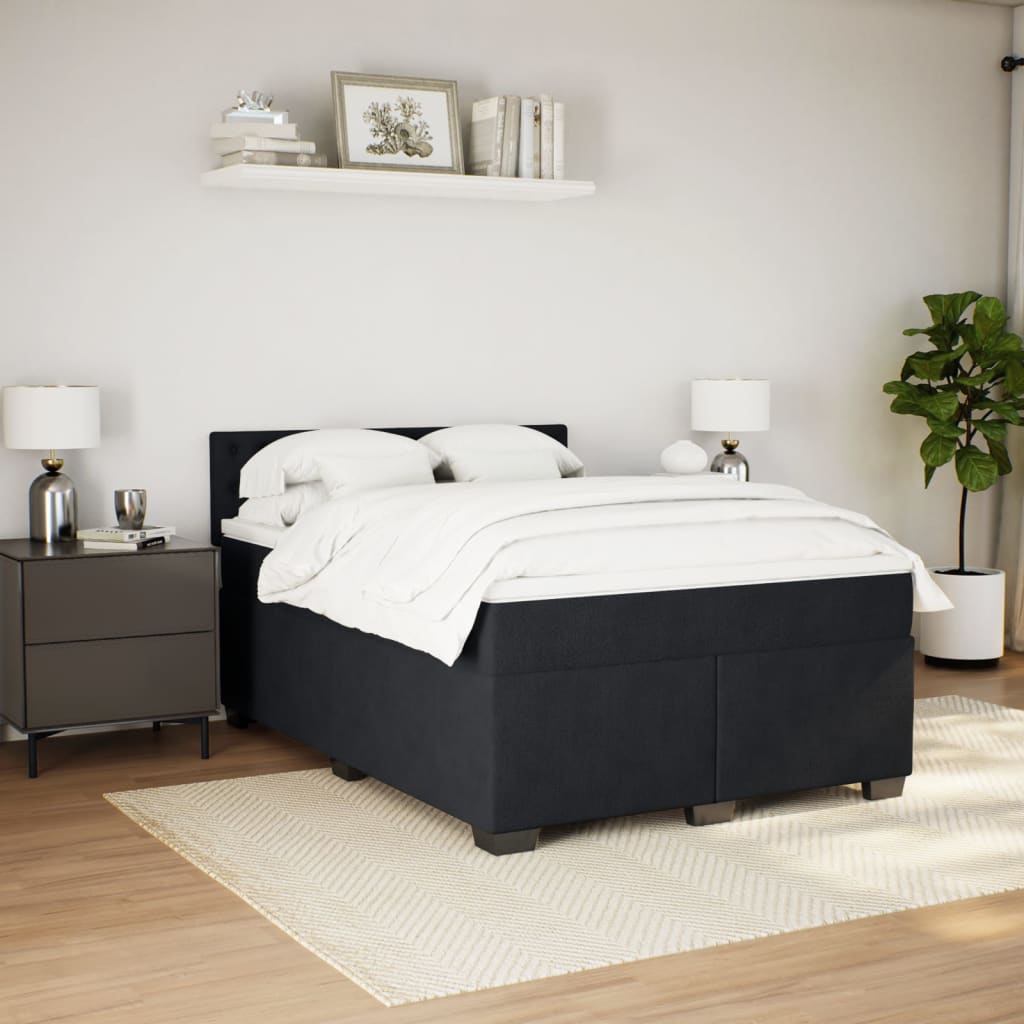Sommier à lattes de lit avec matelas Noir 140x190 cm Velours - XIOS
