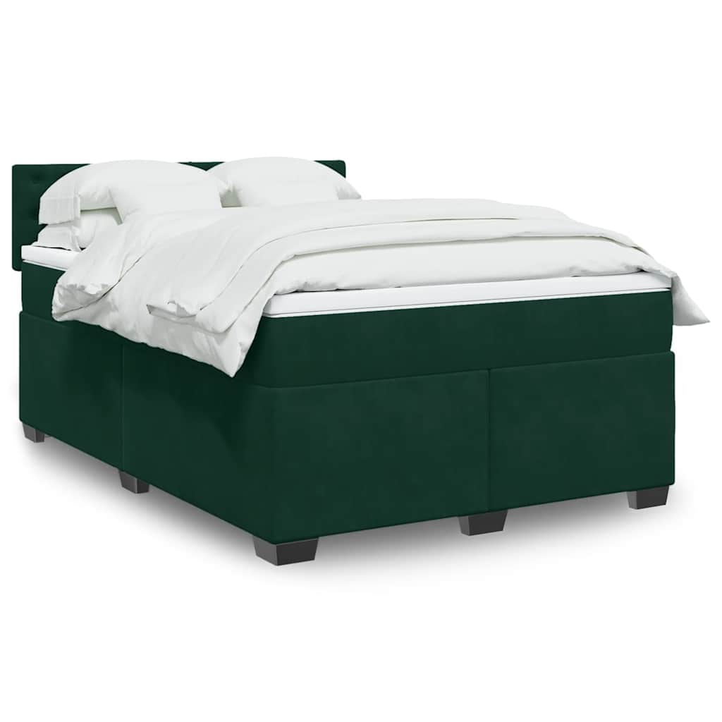 Sommier à lattes de lit et matelas Vert foncé 140x190cm Velours - XIOS