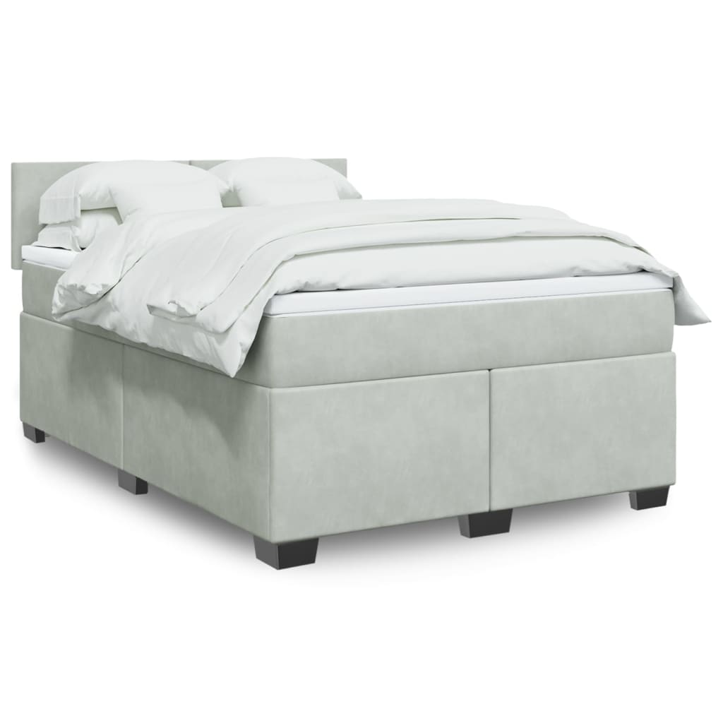 Sommier à lattes de lit et matelas Gris clair 140x200cm Velours - XIOS