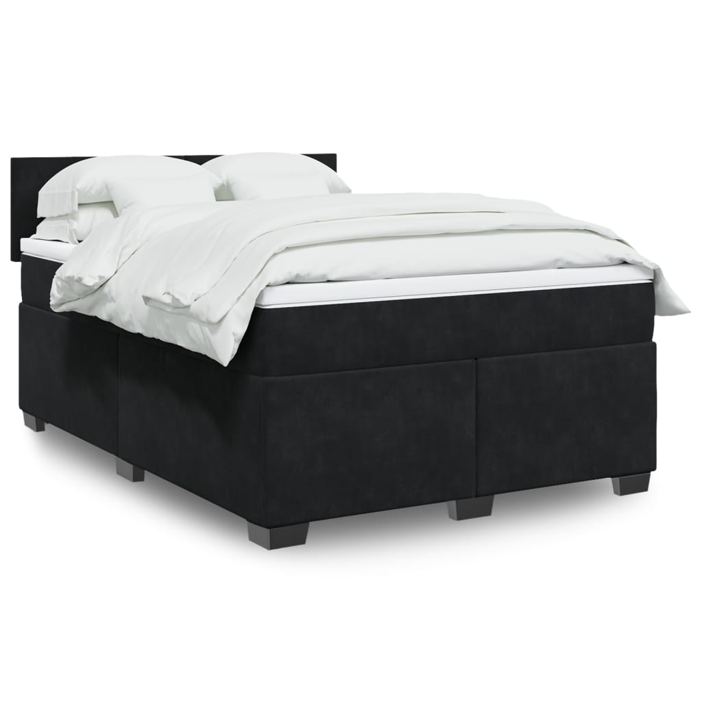 Sommier à lattes de lit avec matelas Noir 140x200 cm Velours - XIOS
