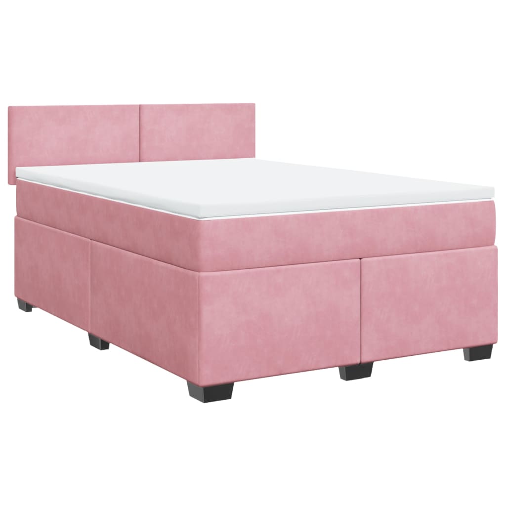 Sommier à lattes de lit et matelas rose foncé 140x200cm velours - XIOS