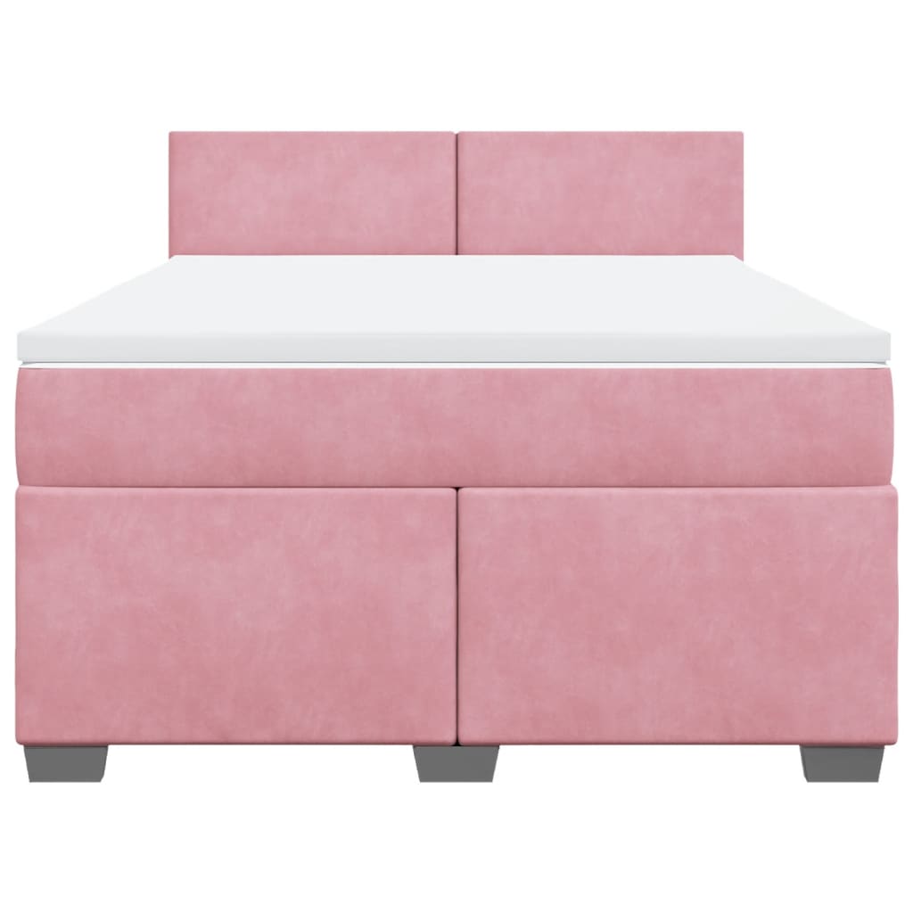Sommier à lattes de lit et matelas rose foncé 140x200cm velours - XIOS