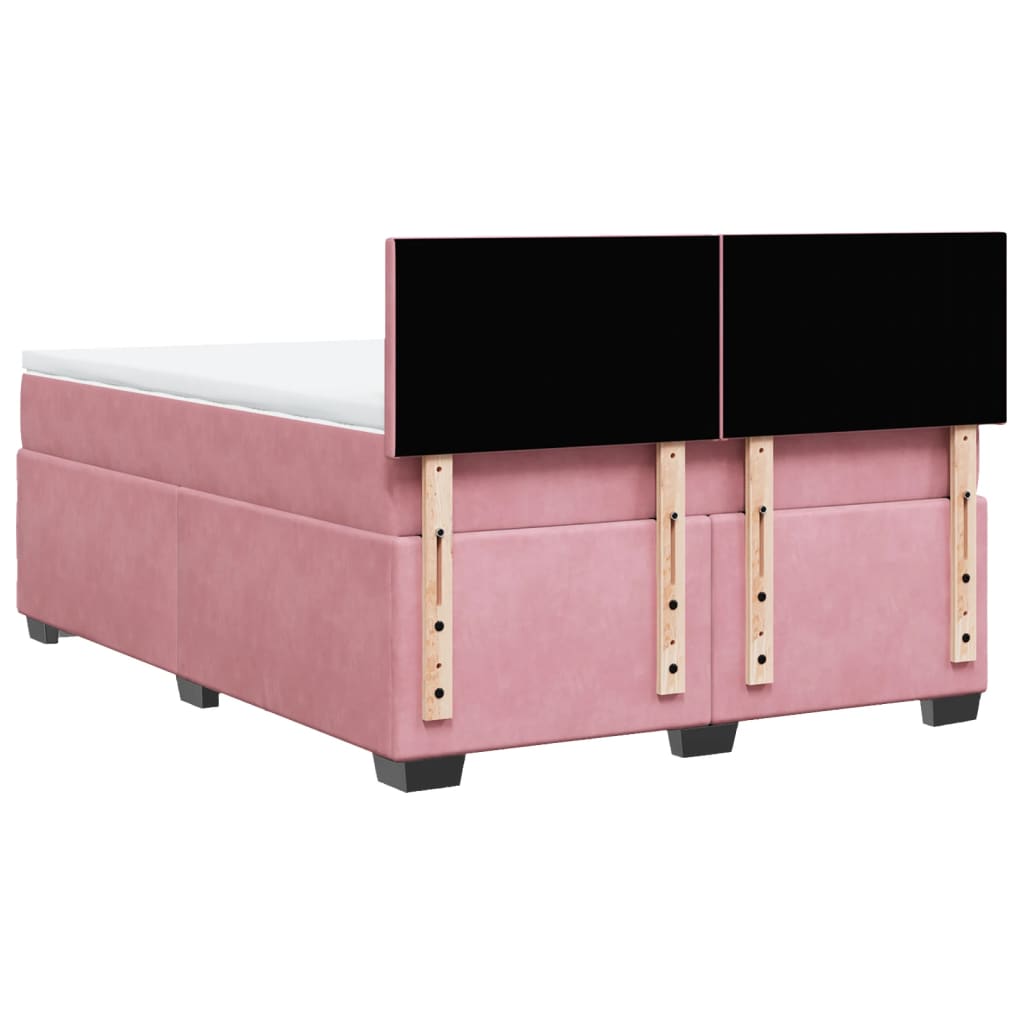 Sommier à lattes de lit et matelas rose foncé 140x200cm velours - XIOS