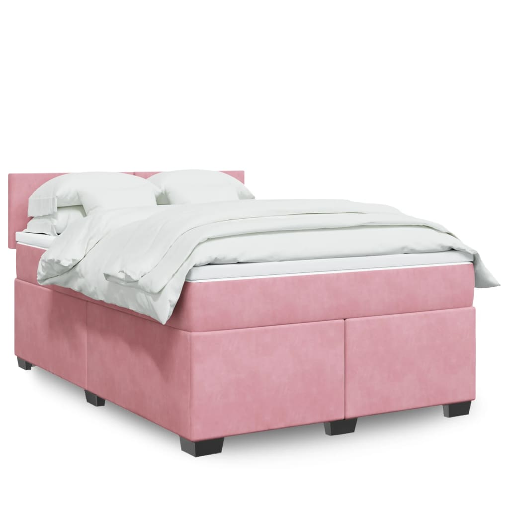 Sommier à lattes de lit et matelas rose foncé 140x200cm velours - XIOS