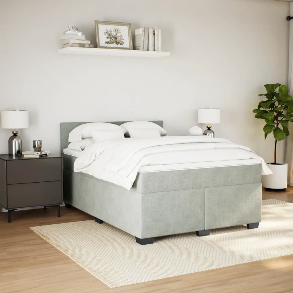 Sommier à lattes de lit et matelas Gris clair 140x200cm Velours - XIOS